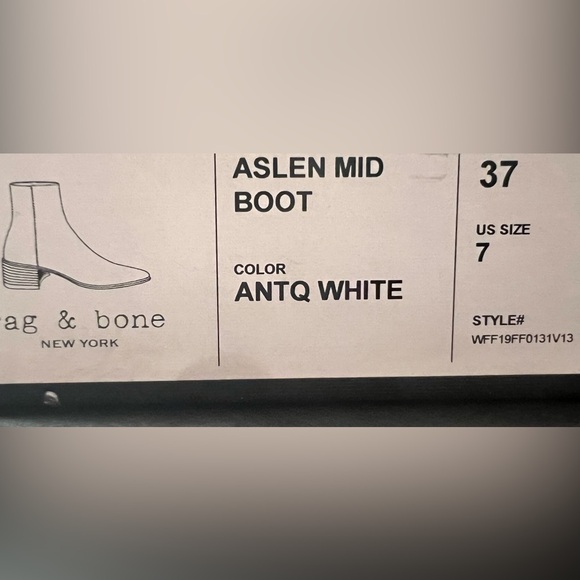 NWT rag & bone ASLEN MID BOOT Leather Ankle Bootie Antique White Size 7 - Picture 8 of 9